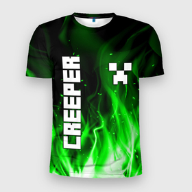 Мужская футболка 3D Slim с принтом MINECRAFT CREEPER в городе Новоалтайск, 100% полиэстер с улучшенными характеристиками | приталенный силуэт, круглая горловина, широкие плечи, сужается к линии бедра | creeper | game | minecraft | блоки | игра | квадраты | компьютерная | крипер | криппер | майнкрафт | огонь
