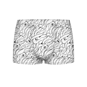 Мужские трусы 3D с принтом Черно-белые узоры в Тюмени, 50% хлопок, 50% полиэстер | классическая посадка, на поясе мягкая тканевая резинка | abstract | art | pattern | абстракционизм | абстракция | аниме | арт | брызги | волны | восточный | граффити | змеи | инь янь | искусство | кружево | линии | море | паттерн | текстура | тучи | узор | хавитки | черви