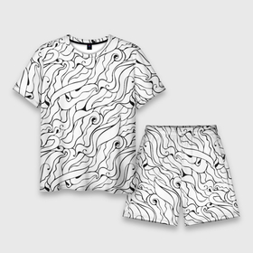 Мужской костюм с шортами 3D с принтом Черно белые узоры в Курске,  |  | abstract | art | pattern | абстракционизм | абстракция | аниме | арт | брызги | волны | восточный | граффити | змеи | инь янь | искусство | кружево | линии | море | паттерн | текстура | тучи | узор | хавитки | черви