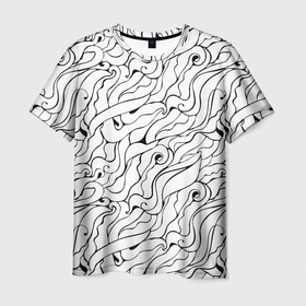 Мужская футболка 3D с принтом Черно белые узоры , 100% полиэфир | прямой крой, круглый вырез горловины, длина до линии бедер | abstract | art | pattern | абстракционизм | абстракция | аниме | арт | брызги | волны | восточный | граффити | змеи | инь янь | искусство | кружево | линии | море | паттерн | текстура | тучи | узор | хавитки | черви