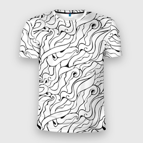 Мужская футболка 3D Slim с принтом Черно белые узоры , 100% полиэстер с улучшенными характеристиками | приталенный силуэт, круглая горловина, широкие плечи, сужается к линии бедра | abstract | art | pattern | абстракционизм | абстракция | аниме | арт | брызги | волны | восточный | граффити | змеи | инь янь | искусство | кружево | линии | море | паттерн | текстура | тучи | узор | хавитки | черви