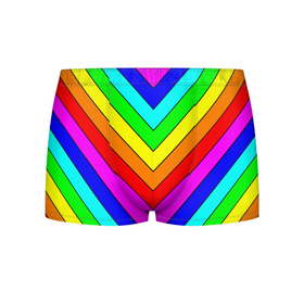 Мужские трусы 3D с принтом Rainbow Stripes в Тюмени, 50% хлопок, 50% полиэстер | классическая посадка, на поясе мягкая тканевая резинка | Тематика изображения на принте: geometry | gradient | neon | геометрические | градиент | детям | кислота | кислотный | конус | красочный | линии | неоновые | пирамида | полоска | полосы | радуга | радужный | разноцветные | сочный | треугольники