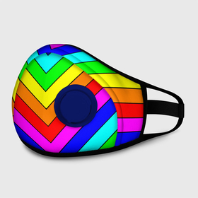 Маска из неопрена с принтом Rainbow Stripes в городе Новоалтайск, неопрен 100% | Форма огибающая нос. Резинки для ушей с дополнительной резинкой на затылке. Клапан для выдоха для активного дыхания при занятиях спортом. Эластичный материал маски и окантовки для лучшего растяжения и прилегания маски.  | geometry | gradient | neon | геометрические | градиент | детям | кислота | кислотный | конус | красочный | линии | неоновые | пирамида | полоска | полосы | радуга | радужный | разноцветные | сочный | треугольники