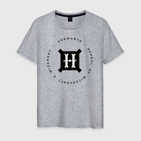 Мужская футболка хлопок с принтом Хогвартс в Тюмени, 100% хлопок | прямой крой, круглый вырез горловины, длина до линии бедер, слегка спущенное плечо. | harry potter | hogwarts | vdzabma | гарри поттер | хогвартс