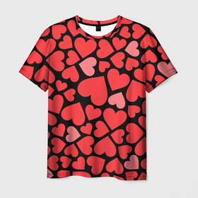 Мужская футболка 3D с принтом Сердца в Белгороде, 100% полиэфир | прямой крой, круглый вырез горловины, длина до линии бедер | i love you | love | любовь | сердечки | сердца | чувства | я тебя люблю