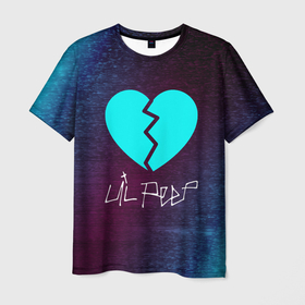 Мужская футболка 3D с принтом LIL PEEP   ЛИЛ ПИП в Екатеринбурге, 100% полиэфир | прямой крой, круглый вырез горловины, длина до линии бедер | beautiful | daddy | heart | life | lil | lilpeep | music | peep | rap | rapper | rip | tattoo | лил | лилпип | литл | лого | музыка | папочка | пип | рип | рожица | рэп | рэпер | рэперы | сердечко | сердце | символ | тату | татуировки
