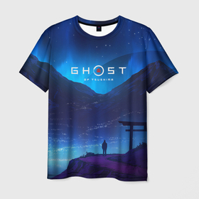 Мужская футболка 3D с принтом Ghost of Tsushima в Санкт-Петербурге, 100% полиэфир | прямой крой, круглый вырез горловины, длина до линии бедер | Тематика изображения на принте: ghost of tsushima | горы | игра | природа | рисунок | япония