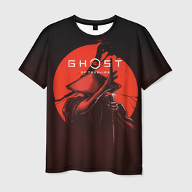 Мужская футболка 3D с принтом Ghost of Tsushima , 100% полиэфир | прямой крой, круглый вырез горловины, длина до линии бедер | ghost of tsushima | воин | игра | катана | рисунок | самурай | человек