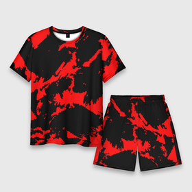 Мужской костюм с шортами 3D с принтом Красный на черном ,  |  | abstract | black | demon | halloween | pattern | red | абстрактные | алые | брызги | демон | камуфляж | краска | краски | кровавый | кровь | лава | мазки | маскировка | милитари | огонь | паттерн | пламя | пятна | пятнистый