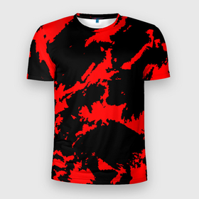 Мужская футболка 3D спортивная с принтом Красный на черном в Тюмени, 100% полиэстер с улучшенными характеристиками | приталенный силуэт, круглая горловина, широкие плечи, сужается к линии бедра | Тематика изображения на принте: abstract | black | demon | halloween | pattern | red | абстрактные | алые | брызги | демон | камуфляж | краска | краски | кровавый | кровь | лава | мазки | маскировка | милитари | огонь | паттерн | пламя | пятна | пятнистый