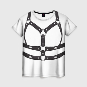 Женская футболка 3D с принтом Портупея , 100% полиэфир ( синтетическое хлопкоподобное полотно) | прямой крой, круглый вырез горловины, длина до линии бедер | подружке | портупея с крыльями | принт портупея | рок