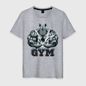 Мужская футболка хлопок с принтом Bodybuilding N в Белгороде, 100% хлопок | прямой крой, круглый вырез горловины, длина до линии бедер, слегка спущенное плечо. | бодибилдинг | гантели | спорт | штанга