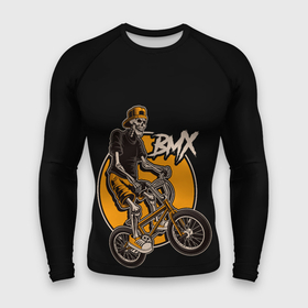 Мужской рашгард 3D с принтом BMX в Екатеринбурге,  |  | bicycle | bmx | skull | sport | x games | велик | велосипед | велоспорт | скелет | череп | экстремальный спорт