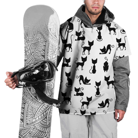 Накидка на куртку 3D с принтом КОШКИ ЧЕРНОЕ НА БЕЛОМ в Тюмени, 100% полиэстер |  | cat | pussy | домашние | кис кис | коты | котэ | кошки | лапки | мяу | паттерн | усы | хвост | черно белое