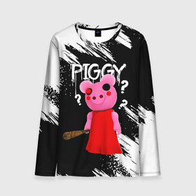 Мужской лонгслив 3D с принтом ROBLOX PIGGY - СВИНКА ПИГГИ в Новосибирске, 100% полиэстер | длинные рукава, круглый вырез горловины, полуприлегающий силуэт | pig | piggy | roblox | игра | компьютерная игра | логотип | онлайн | онлайн игра | пигги | поросенок | роблакс | роблокс | свинка | свинья