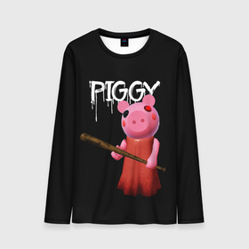 Мужской лонгслив 3D с принтом ROBLOX PIGGY   СВИНКА ПИГГИ в Тюмени, 100% полиэстер | длинные рукава, круглый вырез горловины, полуприлегающий силуэт | Тематика изображения на принте: pig | piggy | roblox | игра | компьютерная игра | логотип | онлайн | онлайн игра | пигги | поросенок | роблакс | роблокс | свинка | свинья