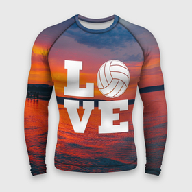 Мужской рашгард 3D с принтом LOVE Volleyball в Екатеринбурге,  |  | beach | i love | live | love | voleybal | volleyball | волебол | волейбол | волейболист | волейболистка | воллейбол | пляжный | я люблю