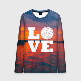 Мужской лонгслив 3D с принтом LOVE Volleyball в Петрозаводске, 100% полиэстер | длинные рукава, круглый вырез горловины, полуприлегающий силуэт | beach | i love | live | love | voleybal | volleyball | волебол | волейбол | волейболист | волейболистка | воллейбол | пляжный | я люблю
