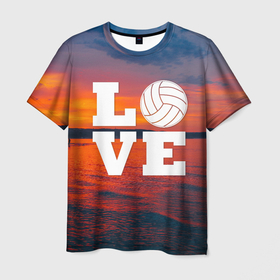 Мужская футболка 3D с принтом LOVE Volleyball в Новосибирске, 100% полиэфир | прямой крой, круглый вырез горловины, длина до линии бедер | beach | i love | live | love | voleybal | volleyball | волебол | волейбол | волейболист | волейболистка | воллейбол | пляжный | я люблю