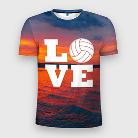 Мужская футболка 3D Slim с принтом LOVE Volleyball , 100% полиэстер с улучшенными характеристиками | приталенный силуэт, круглая горловина, широкие плечи, сужается к линии бедра | beach | i love | live | love | voleybal | volleyball | волебол | волейбол | волейболист | волейболистка | воллейбол | пляжный | я люблю