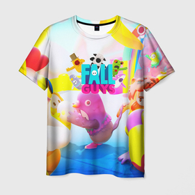 Мужская футболка 3D с принтом FALL GAYS / ФОЛЛ ГАЙС в Санкт-Петербурге, 100% полиэфир | прямой крой, круглый вырез горловины, длина до линии бедер | fall guys | game | фол гайс | фолл гайс