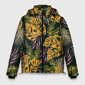 Мужская зимняя куртка 3D с принтом Тропический лес в Екатеринбурге, верх — 100% полиэстер; подкладка — 100% полиэстер; утеплитель — 100% полиэстер | длина ниже бедра, свободный силуэт Оверсайз. Есть воротник-стойка, отстегивающийся капюшон и ветрозащитная планка. 

Боковые карманы с листочкой на кнопках и внутренний карман на молнии. | 3d | flowers | forest | hawaii | leaf | leafs | palm | palms | summer | travel | tropical | vacation | гаваи | гавайи | гавайка | гавайская | лес | лето | листики | листки | листья | отпуск | пальма | пальмы | путешествия | рисунок | трехмерная 