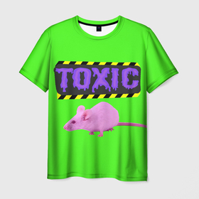 Мужская футболка 3D с принтом Toxic в Санкт-Петербурге, 100% полиэфир | прямой крой, круглый вырез горловины, длина до линии бедер | Тематика изображения на принте: animals | rat | toxic | животные | крыса | токсик
