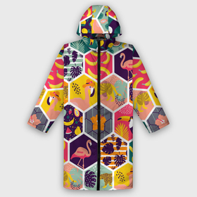 Дождевик унисекс 3D с принтом Тропические соты в городе Новоалтайск,  |  | africa | flower | honeycombs | mango | palm | palms | tropical | арбуз | арбузы | африка | банан | бананы | лев | леопард | листы | листья | львы | манго | пальмы | попугай | птица | тропики | тукан | фламинго | фруктовая | фрукты