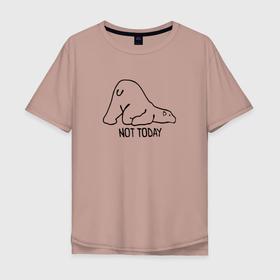 Мужская футболка хлопок Oversize с принтом Not Today в Кировске, 100% хлопок | свободный крой, круглый ворот, “спинка” длиннее передней части | bear | животные | ленивец | ленивый | лень | медведь | милый | мишка | не сегодня | полярный | понедельник