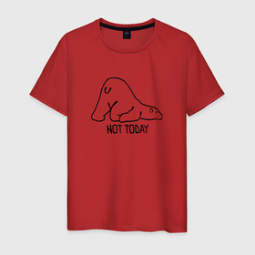 Мужская футболка хлопок с принтом Not Today в Санкт-Петербурге, 100% хлопок | прямой крой, круглый вырез горловины, длина до линии бедер, слегка спущенное плечо. | bear | животные | ленивец | ленивый | лень | медведь | милый | мишка | не сегодня | полярный | понедельник