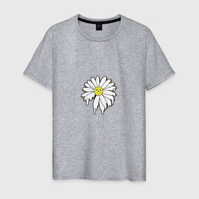 Мужская футболка хлопок с принтом Ромашка в Петрозаводске, 100% хлопок | прямой крой, круглый вырез горловины, длина до линии бедер, слегка спущенное плечо. | голова | краска | растение | ромашка | смайлик | улыбка | цветок