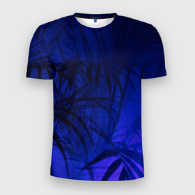Мужская футболка 3D Slim с принтом листья в Белгороде, 100% полиэстер с улучшенными характеристиками | приталенный силуэт, круглая горловина, широкие плечи, сужается к линии бедра | джунгли | для детей | лес | модная | ночь