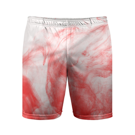 Мужские шорты спортивные с принтом RED SMOKE в Курске,  |  | дым | клякса | краски | красный туман | текстура