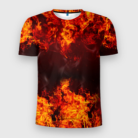 Мужская футболка 3D спортивная с принтом огонь в Белгороде, 100% полиэстер с улучшенными характеристиками | приталенный силуэт, круглая горловина, широкие плечи, сужается к линии бедра | жарптица | огонь | пожар | пожарный | свет | феникс