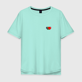 Мужская футболка хлопок Oversize с принтом Rainbow hearts в Санкт-Петербурге, 100% хлопок | свободный крой, круглый ворот, “спинка” длиннее передней части | love | rainbow hearts | любовь | радуга | разноцветный | сердце
