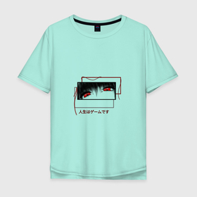 Мужская футболка хлопок Oversize с принтом Yumeko Jabami в Белгороде, 100% хлопок | свободный крой, круглый ворот, “спинка” длиннее передней части | yumeko jabami | аниме | аниме девушка | безумный азарт | глаза | девушка | рамка | цепи | юмеко джабами | япония | японская фраза