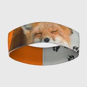 Повязка на голову 3D с принтом Фыр Фыр ,  |  | животное | лиса | оранжевый | след | спит