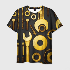 Мужская футболка 3D с принтом КЛЮЧ ГАЙКА в Белгороде, 100% полиэфир | прямой крой, круглый вырез горловины, длина до линии бедер | автослесарь | гаечный ключ | гайка | ключ