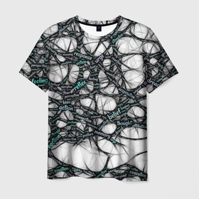 Мужская футболка 3D с принтом NEIROLINK в Петрозаводске, 100% полиэфир | прямой крой, круглый вырез горловины, длина до линии бедер | Тематика изображения на принте: абстракция | веном | наука | нейронная сеть | нейроны | превращения | сети | узор | ученые