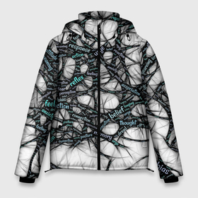 Мужская зимняя куртка 3D с принтом NEIROLINK в Петрозаводске, верх — 100% полиэстер; подкладка — 100% полиэстер; утеплитель — 100% полиэстер | длина ниже бедра, свободный силуэт Оверсайз. Есть воротник-стойка, отстегивающийся капюшон и ветрозащитная планка. 

Боковые карманы с листочкой на кнопках и внутренний карман на молнии. | Тематика изображения на принте: абстракция | веном | наука | нейронная сеть | нейроны | превращения | сети | узор | ученые
