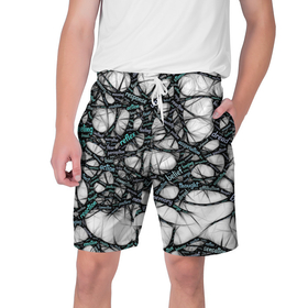Мужские шорты 3D с принтом NEIROLINK в Белгороде,  полиэстер 100% | прямой крой, два кармана без застежек по бокам. Мягкая трикотажная резинка на поясе, внутри которой широкие завязки. Длина чуть выше колен | абстракция | веном | наука | нейронная сеть | нейроны | превращения | сети | узор | ученые