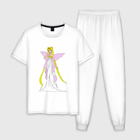 Мужская пижама хлопок с принтом Sailor Moon/Серенити в Белгороде, 100% хлопок | брюки и футболка прямого кроя, без карманов, на брюках мягкая резинка на поясе и по низу штанин
 | bunny | luna | princess | serenity | stars | usagi | wings | ангел | волосы | девушка | детям | звездная | звезды | королева | корона | крылья | луна | любовь | малышка | марс | радуга | сейлор мун | токио | усаги цукино | школьные 