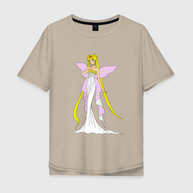 Мужская футболка хлопок Oversize с принтом Sailor Moon/Серенити , 100% хлопок | свободный крой, круглый ворот, “спинка” длиннее передней части | Тематика изображения на принте: bunny | luna | princess | serenity | stars | usagi | wings | ангел | волосы | девушка | детям | звездная | звезды | королева | корона | крылья | луна | любовь | малышка | марс | радуга | сейлор мун | токио | усаги цукино | школьные 