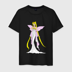 Мужская футболка хлопок с принтом Sailor Moon/Серенити в Санкт-Петербурге, 100% хлопок | прямой крой, круглый вырез горловины, длина до линии бедер, слегка спущенное плечо. | Тематика изображения на принте: bunny | luna | princess | serenity | stars | usagi | wings | ангел | волосы | девушка | детям | звездная | звезды | королева | корона | крылья | луна | любовь | малышка | марс | радуга | сейлор мун | токио | усаги цукино | школьные 