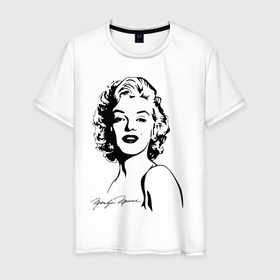 Мужская футболка хлопок с принтом Мэрилин Монро в Курске, 100% хлопок | прямой крой, круглый вырез горловины, длина до линии бедер, слегка спущенное плечо. | retro | star | девушка | звезда | кино
