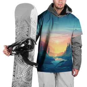 Накидка на куртку 3D с принтом Природа в Петрозаводске, 100% полиэстер |  | горы | закат | лес | небо | природа | рисунок