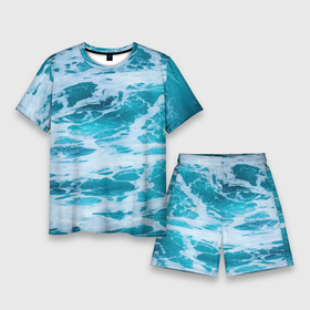 Мужской костюм с шортами 3D с принтом Вода волны пена море ,  |  | вода | волны | море | морская пена | океан | отдых | пена | пучина