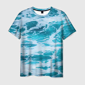 Мужская футболка 3D с принтом Вода волны пена море в Санкт-Петербурге, 100% полиэфир | прямой крой, круглый вырез горловины, длина до линии бедер | Тематика изображения на принте: вода | волны | море | морская пена | океан | отдых | пена | пучина