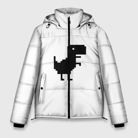 Мужская зимняя куртка 3D с принтом Google динозаврик в Тюмени, верх — 100% полиэстер; подкладка — 100% полиэстер; утеплитель — 100% полиэстер | длина ниже бедра, свободный силуэт Оверсайз. Есть воротник-стойка, отстегивающийся капюшон и ветрозащитная планка. 

Боковые карманы с листочкой на кнопках и внутренний карман на молнии. | Тематика изображения на принте: dino | dinomax | googledino | дино | динозавр | потерялся