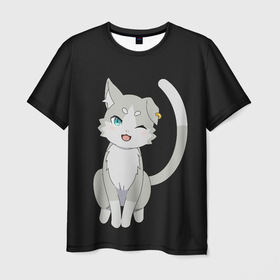 Мужская футболка 3D с принтом Re:Zero в Новосибирске, 100% полиэфир | прямой крой, круглый вырез горловины, длина до линии бедер | Тематика изображения на принте: anime | cat | cats | glitch | japan | ram | re | rem | rezero | senpai | subaru | waifu | zero | анимация | аниме | вайфу | глитч | глич | кот | кошка | мультсериал | мультфильм | семпай | сенпай | сериал | япония